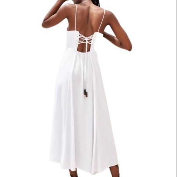 NEW ZARA SWEETHEART NECKLINE DRESS WHITE | 2298/170 - Picture 4 of 10